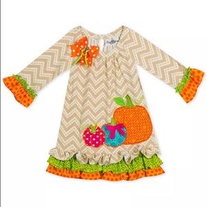 🔥 ( 2 for 14.00 ) Rare Edition toddler girls chevron pumpkin dress